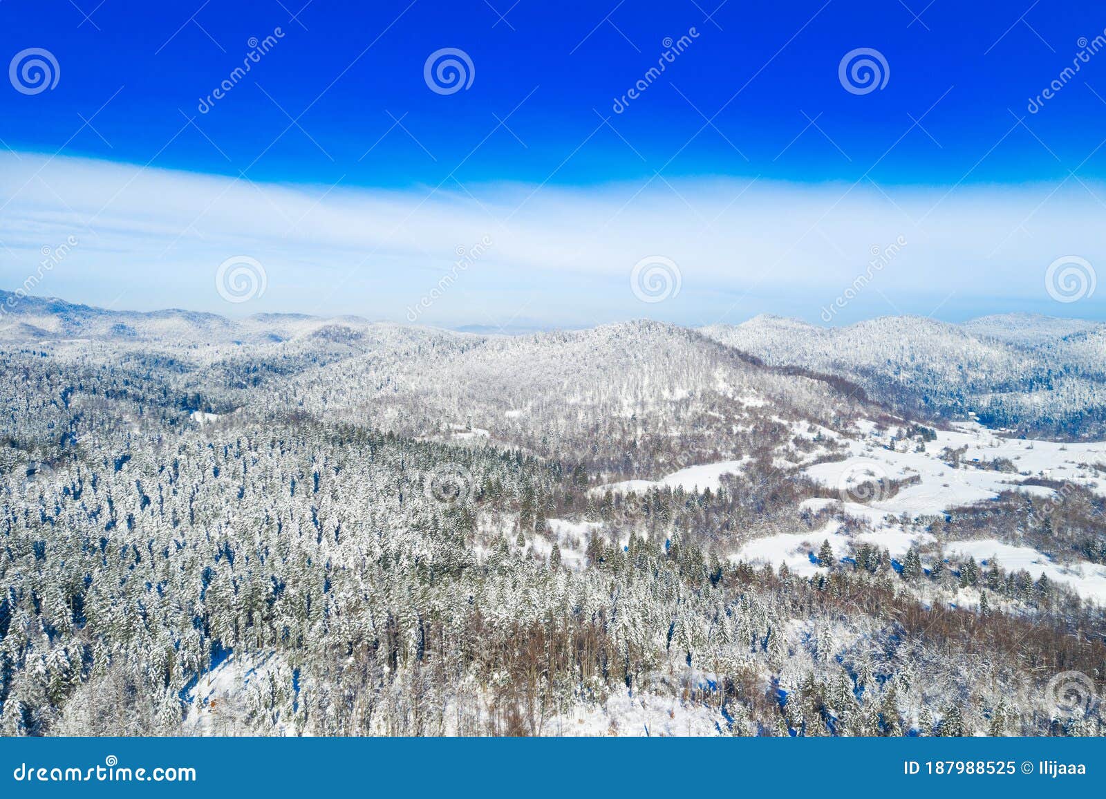 croatian nature landscape, risnjak mountain under snow in gorski kotar