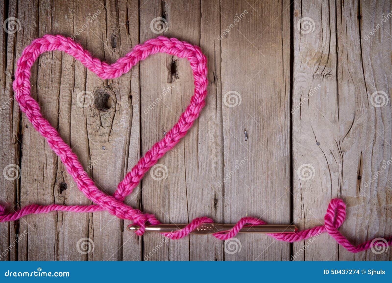 a crochet chain in the  of a heart