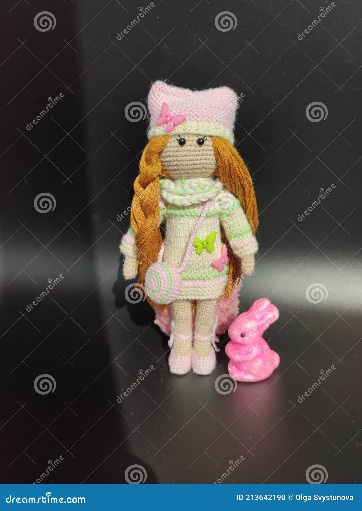 HANDMADE Crochet Bunny Rabbit w/ Button Eyes Stuffed Plush Animal 14 in