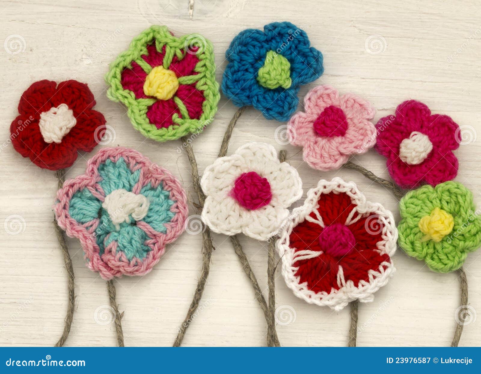 Crocheted flowers stock image. Image of softness, collection 23976587