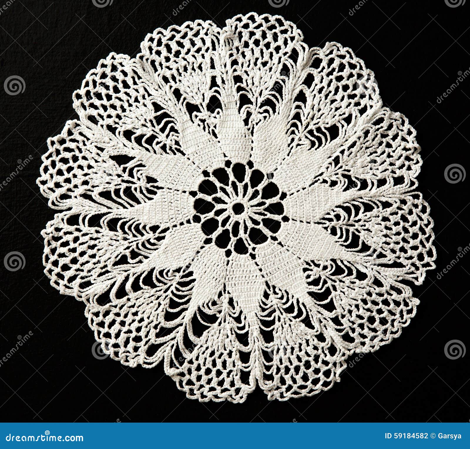 Crocheted lace napkin stock photo. Image of knitting 59184582