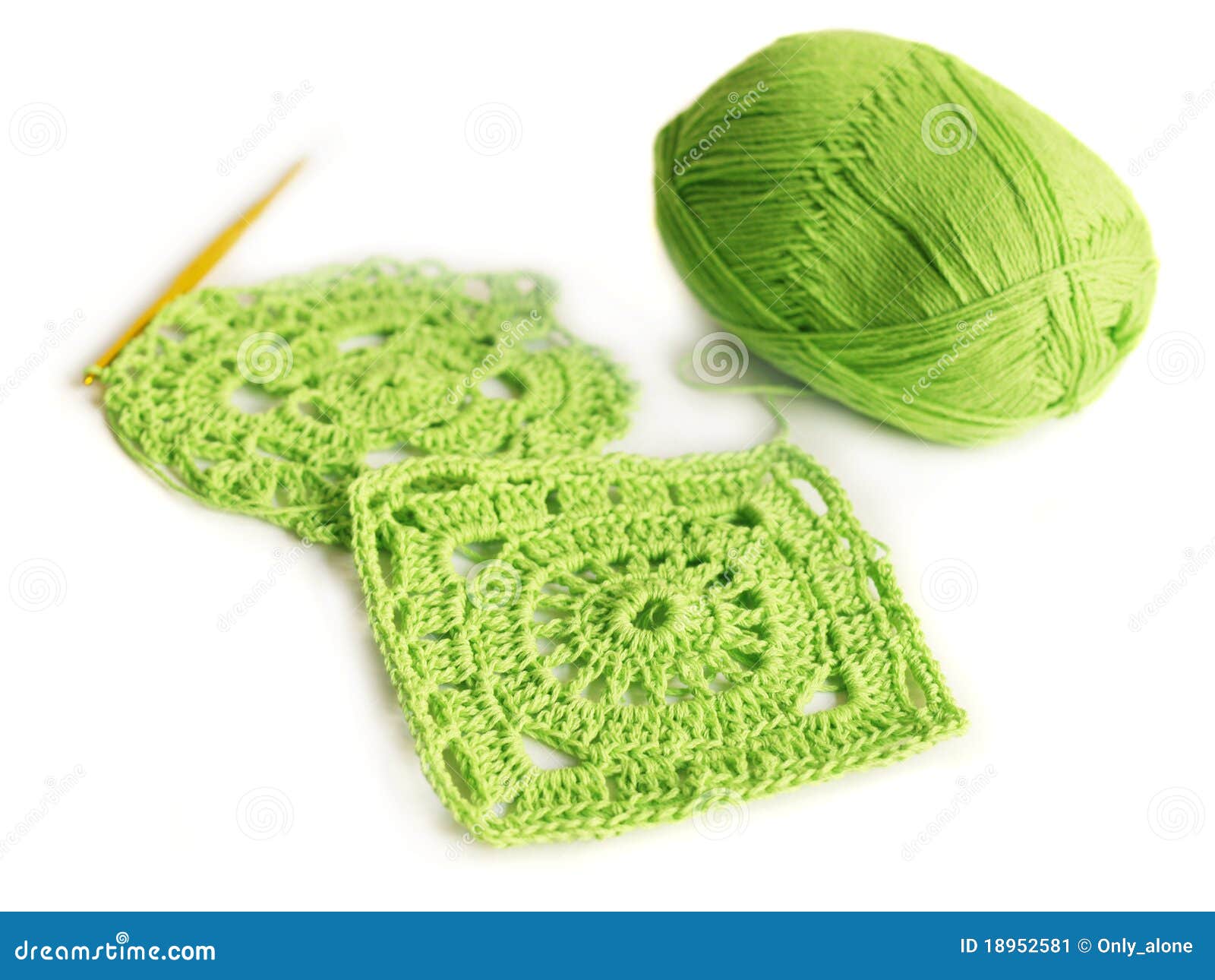 Crocheted motifs of cotton stock image. Image of knitting 18952581