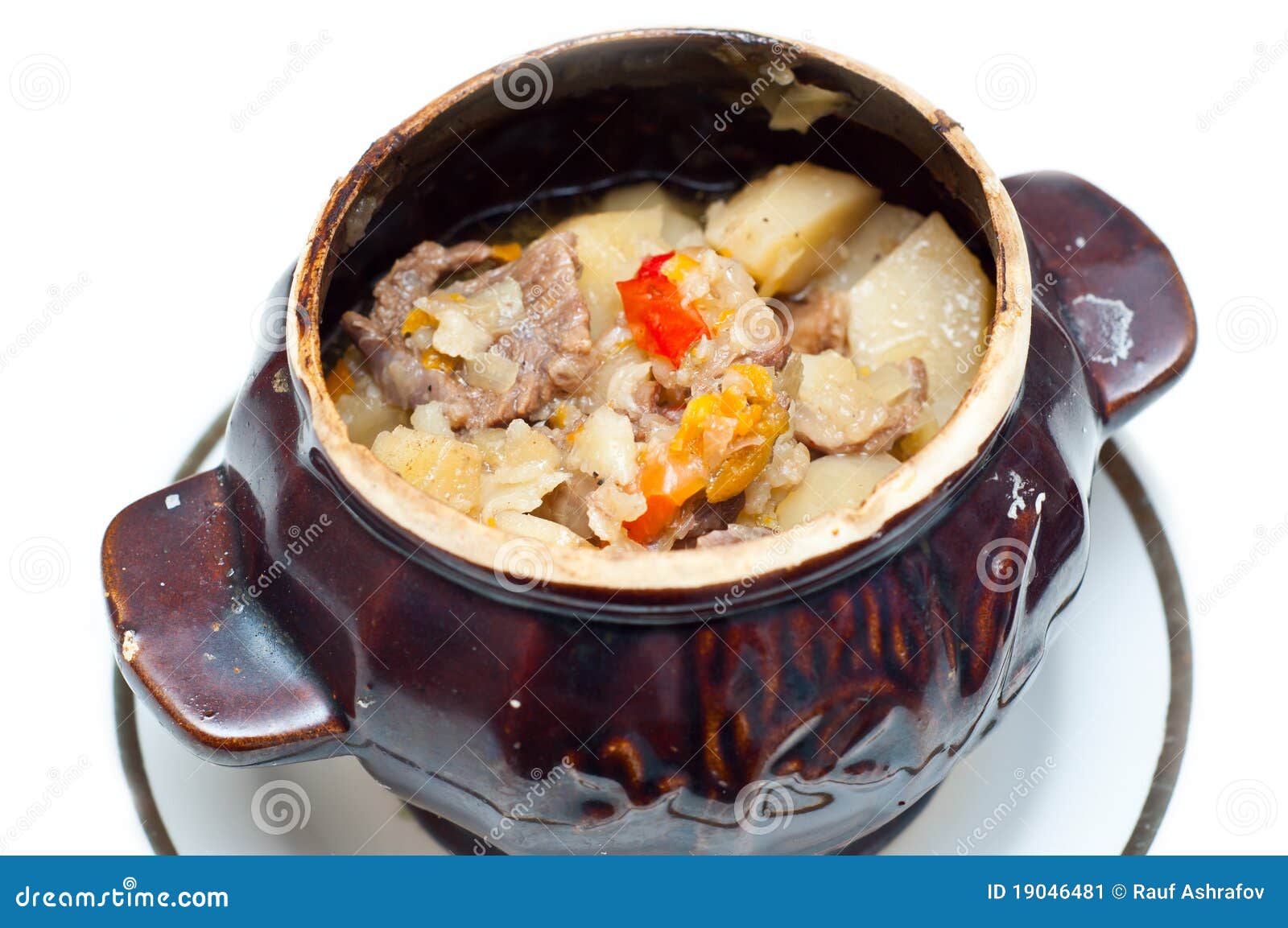 crock pot full of beef and potato soup