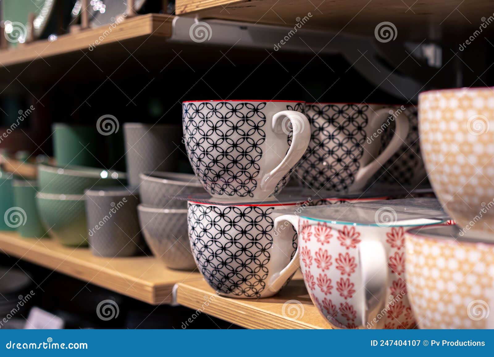 Crockery on the Showcase of a Store of Things for the Home. Stock Image
