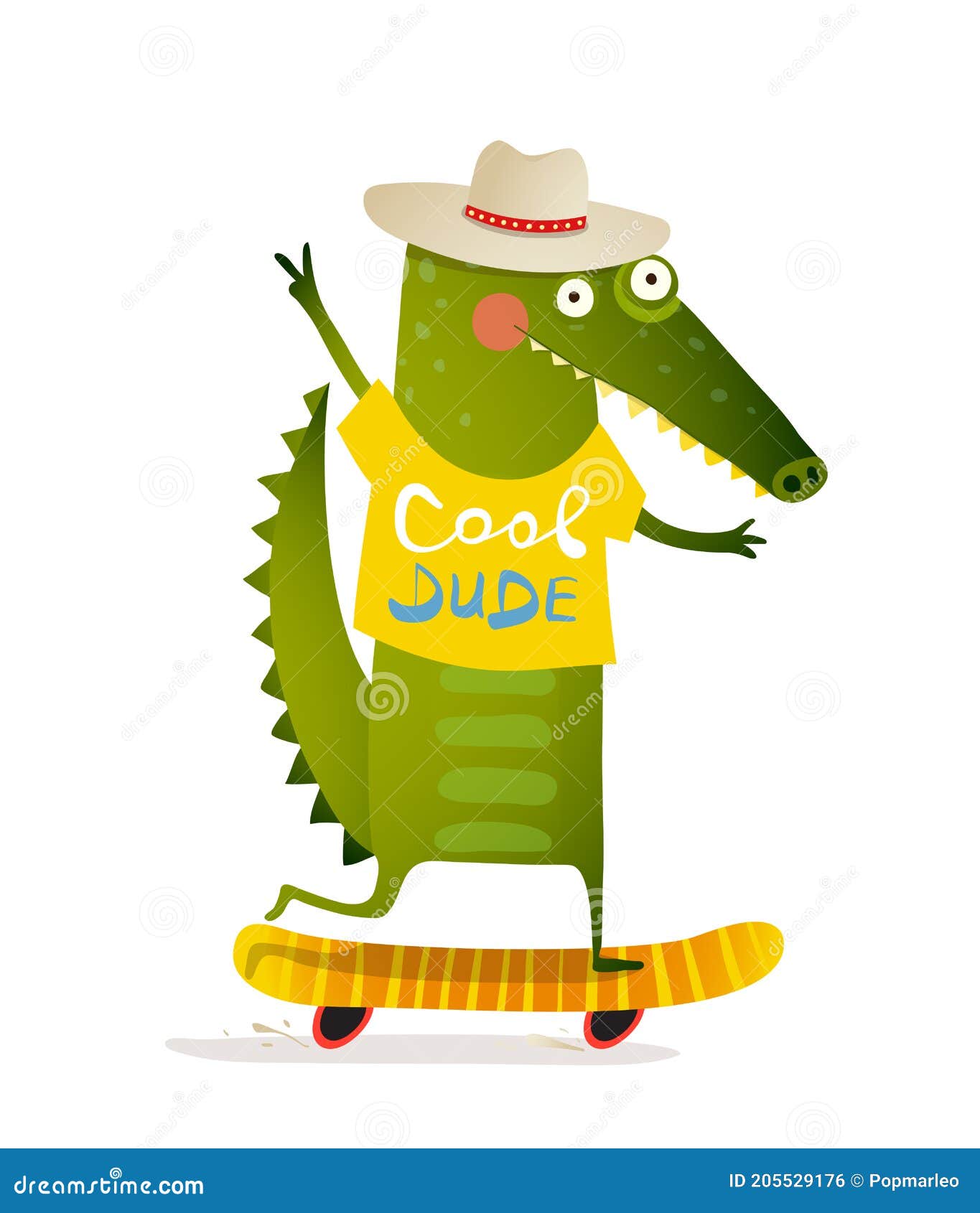 Crocodile Kids Animal Skating on Skateboard Stock Vector - Illustration of  baby, alligator: 205529176