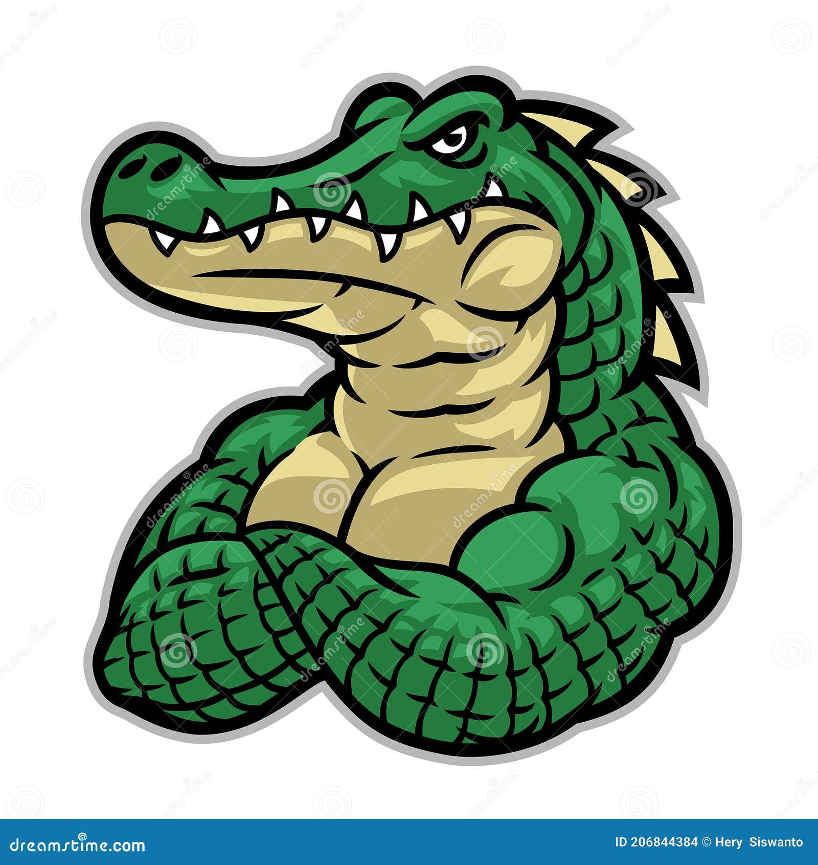 crocodile mascot with huge muscle body