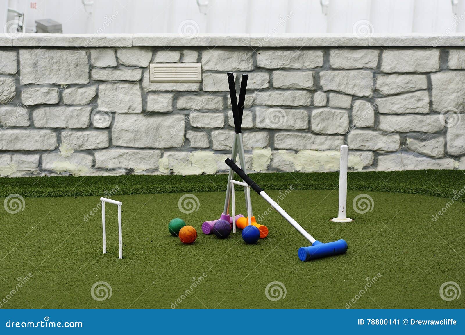 Croguet equipment stock image. Image of blue, purple 78800141