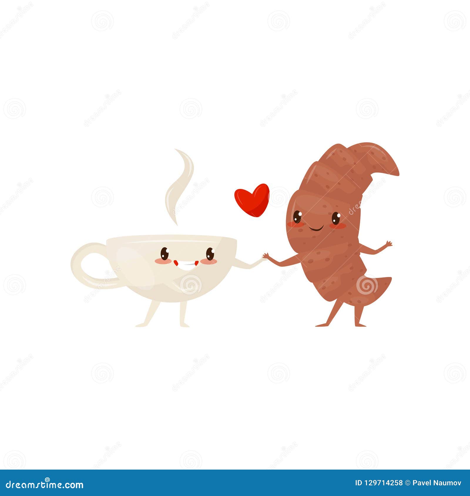 Croissant and Cup of Tea are Friends Forever, Cute Funny Food Cartoon  Characters Vector Illustration on a White Stock Vector - Illustration of  cafe, meal: 129714258