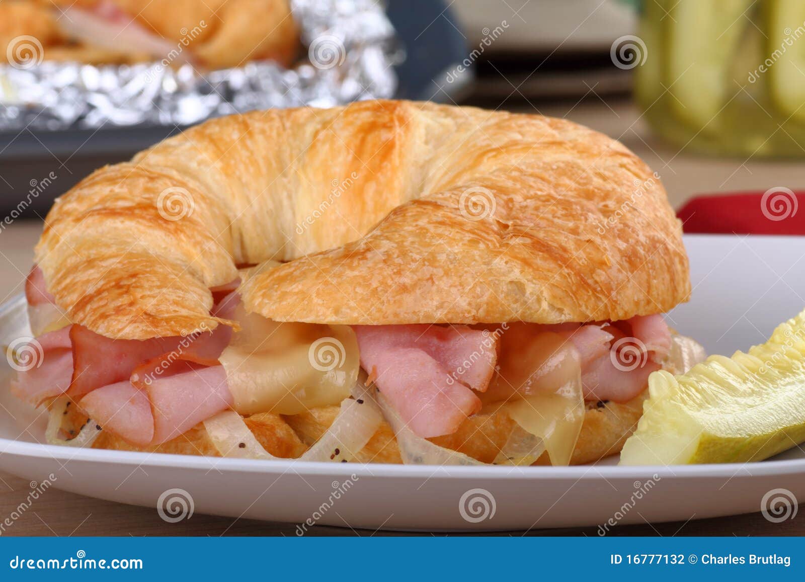 Croissant Ham and Cheese Sandwich Stock Photo Image of closeup, lunch