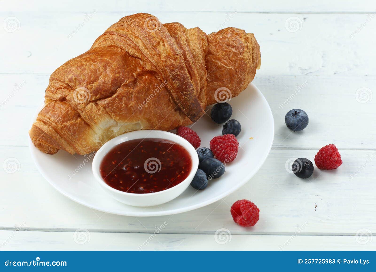 Croissant with Jam and Berries. Traditional Breakfast Stock Image Image of croissant, snack