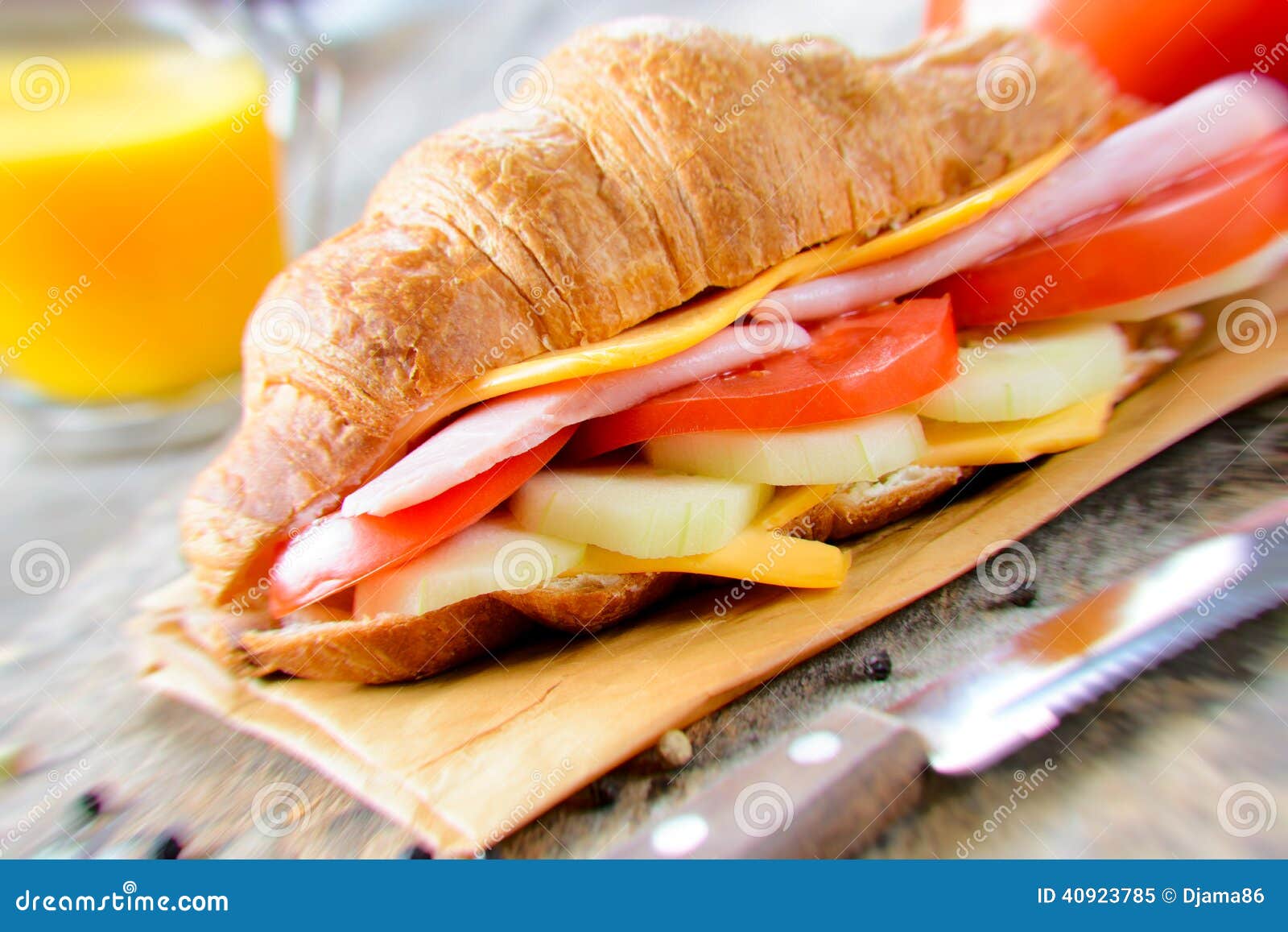 Croissant sandwich time stock image. Image of fresh, drink - 40923785