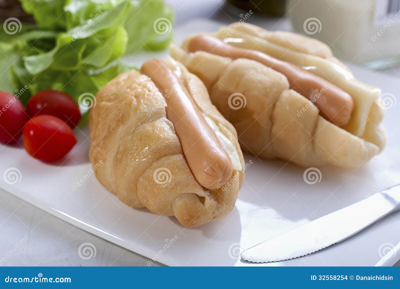 Croissant Sausage Cheese Sandwich Stock Photo Image of orange, focus