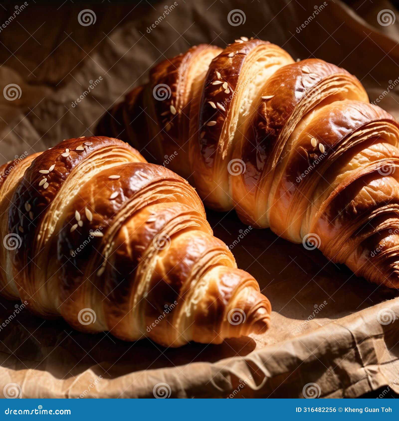 croissant, traditional french flaky pastry, dessert or snack bread