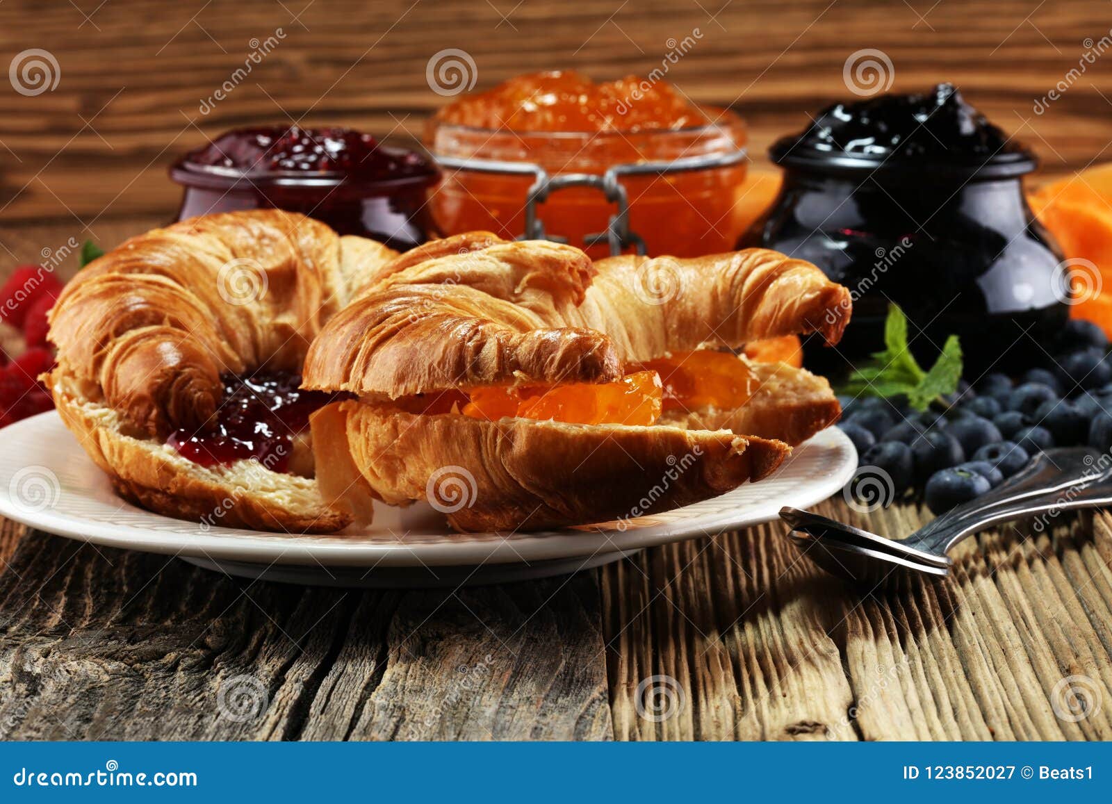 Croissants with Marmalade and Assortment of Jams, Seasonal Berries ...