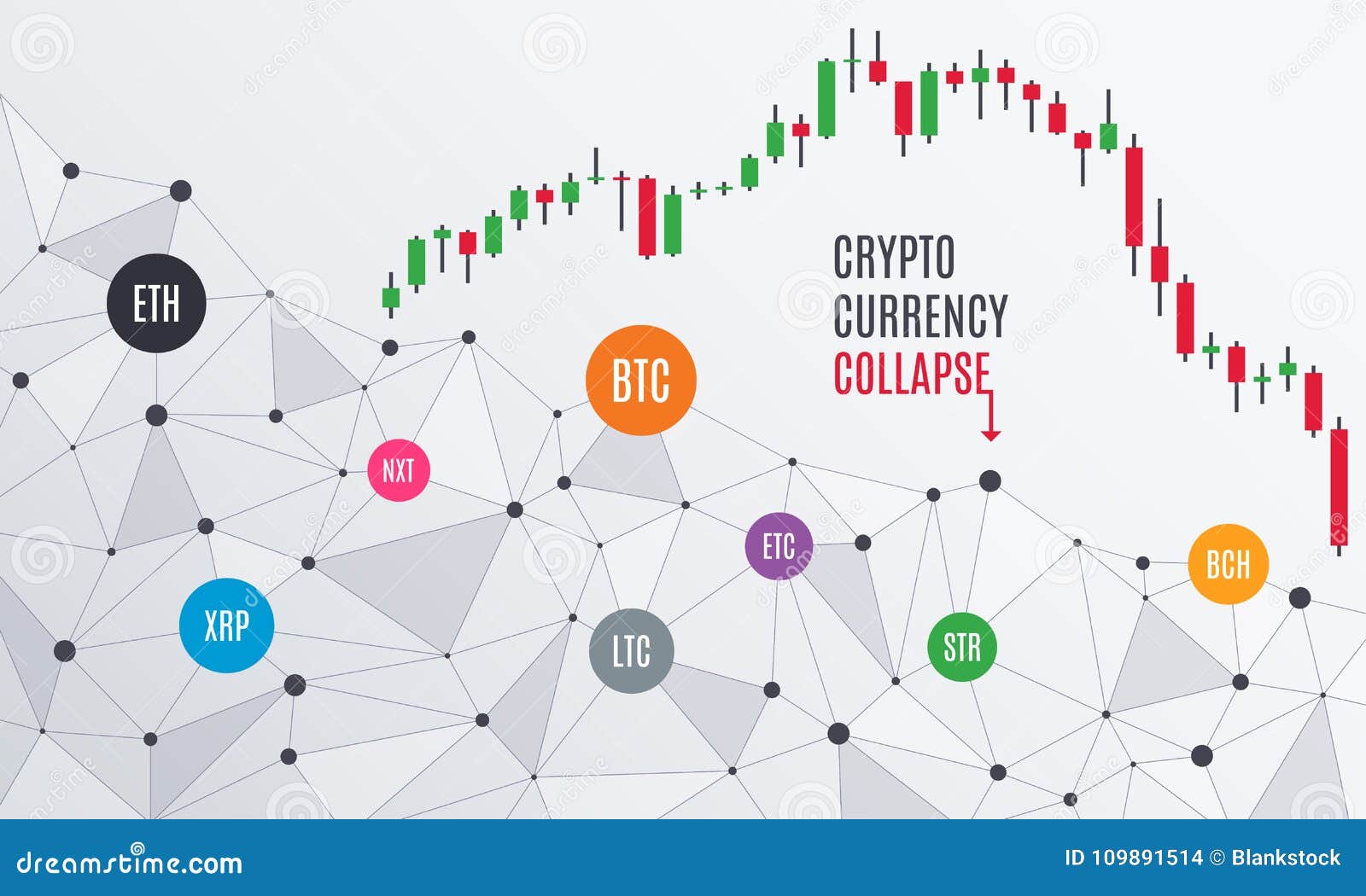Crollo Di Cryptocurrency Grafico Del Candeliere Illustrazione Vettoriale -  Illustrazione di mercato, freccia: 109891514