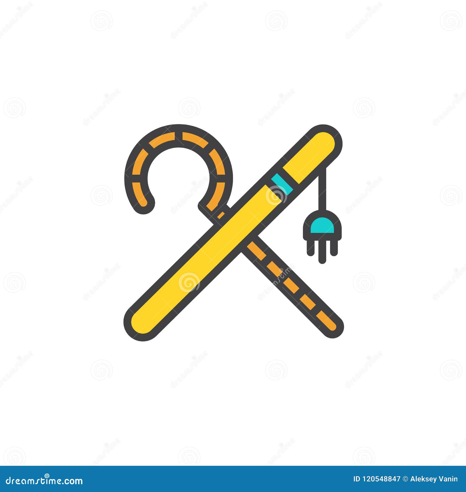 Crook And Flail Filled Outline Icon Stock Vector - Illustration of