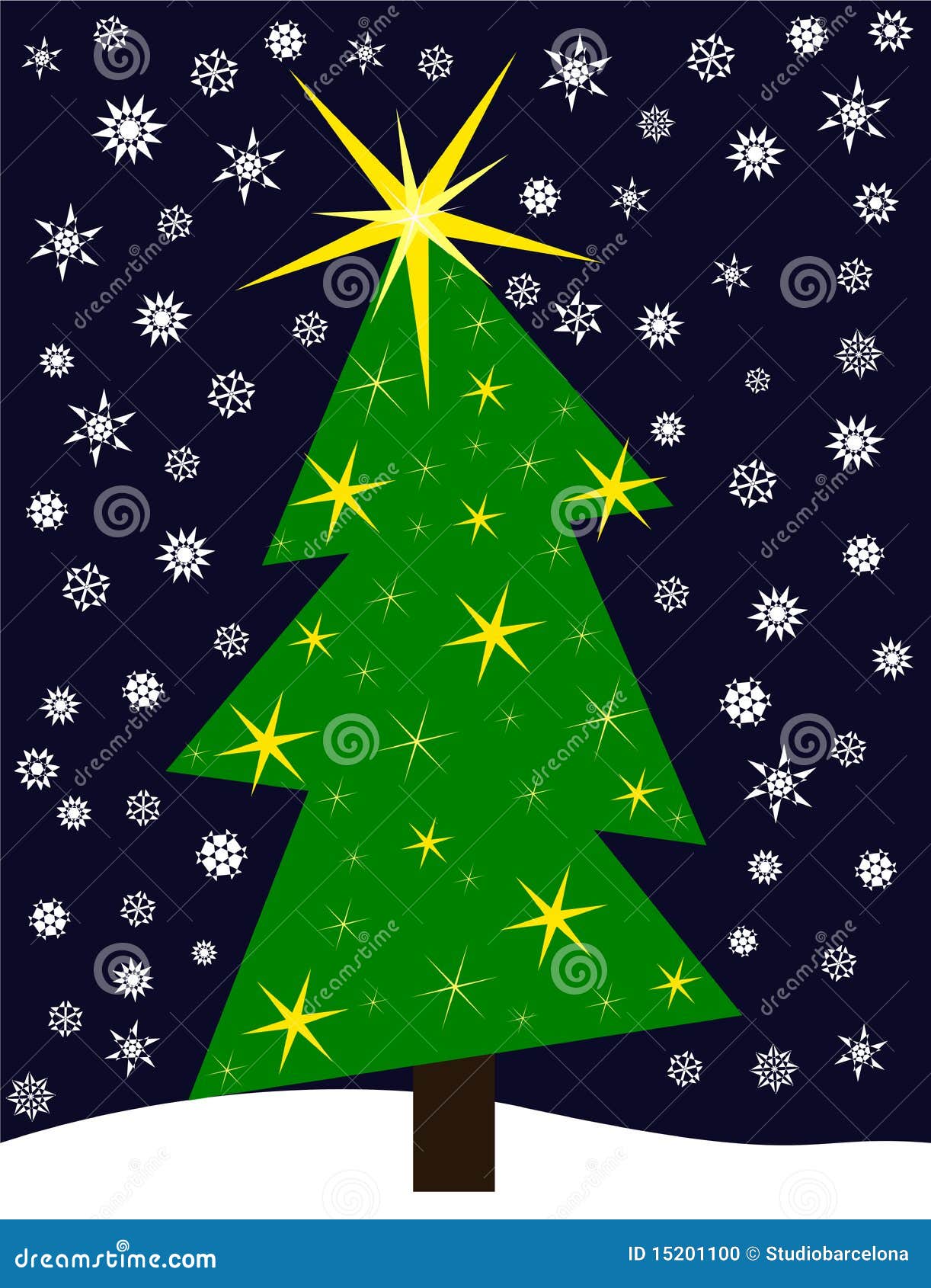 Crooked Christmas Tree in Nature Stock Illustration Illustration of