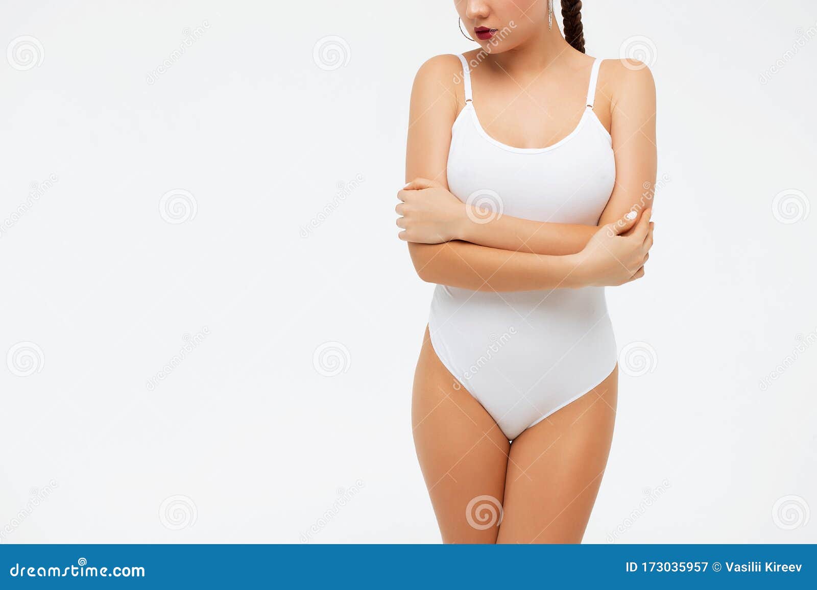 Crop Gorgeous Woman Taking Off Swimsuit Stock Image - Image of seductive,  sensual: 173035957