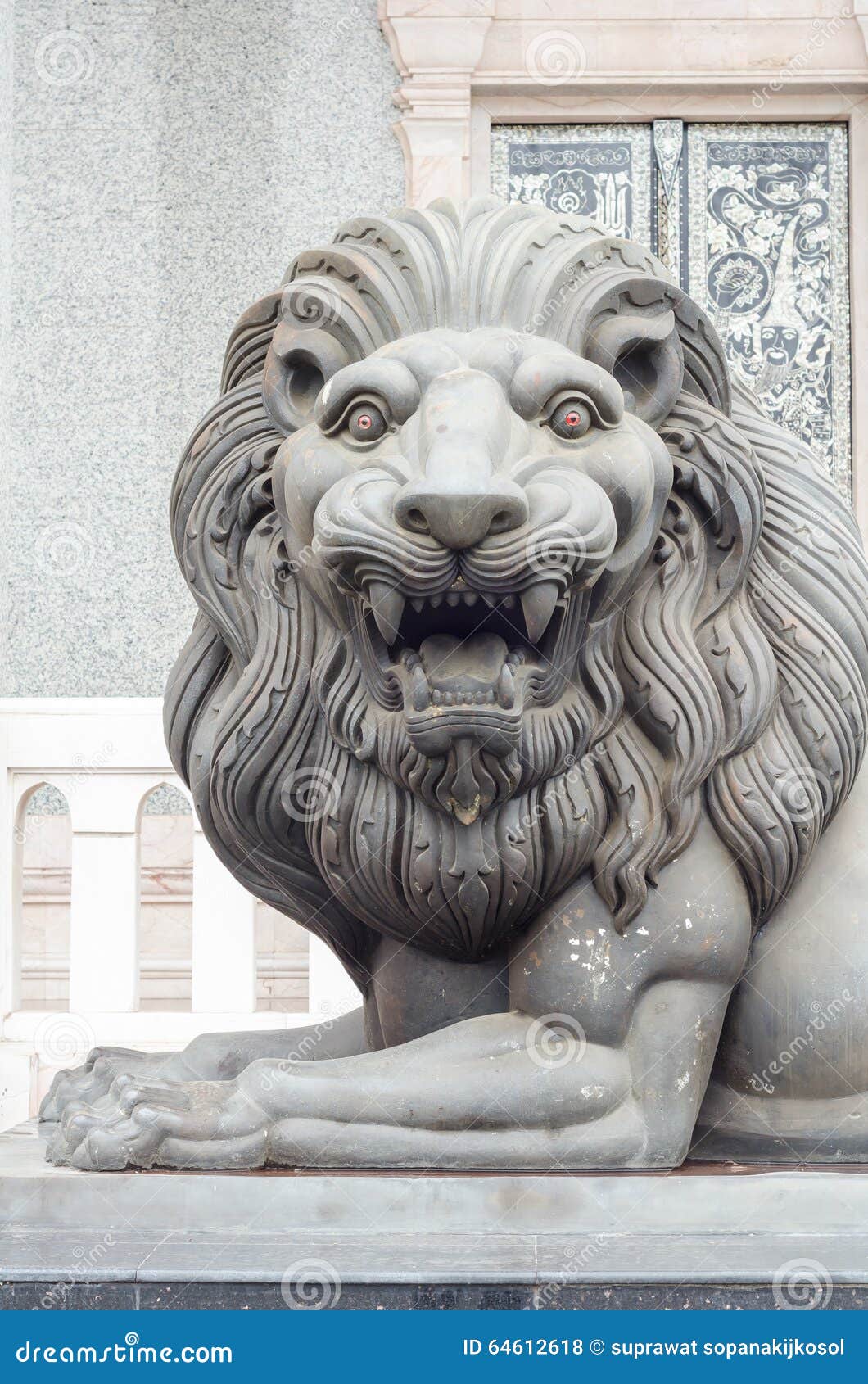 Crop Head Black Lion Statue Stock Photo Image of religion, faith