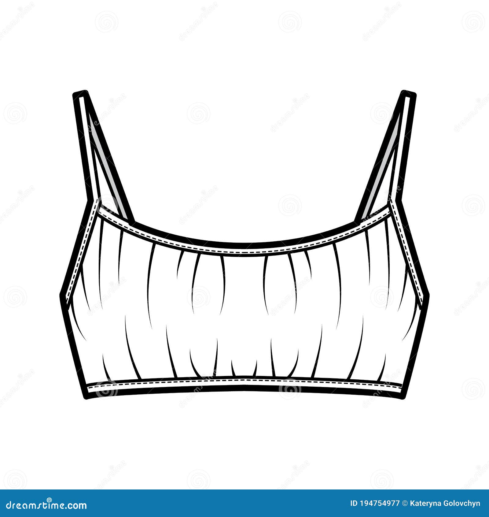 Cropped Gathered at the Front Bra Top Technical Fashion Illustration ...