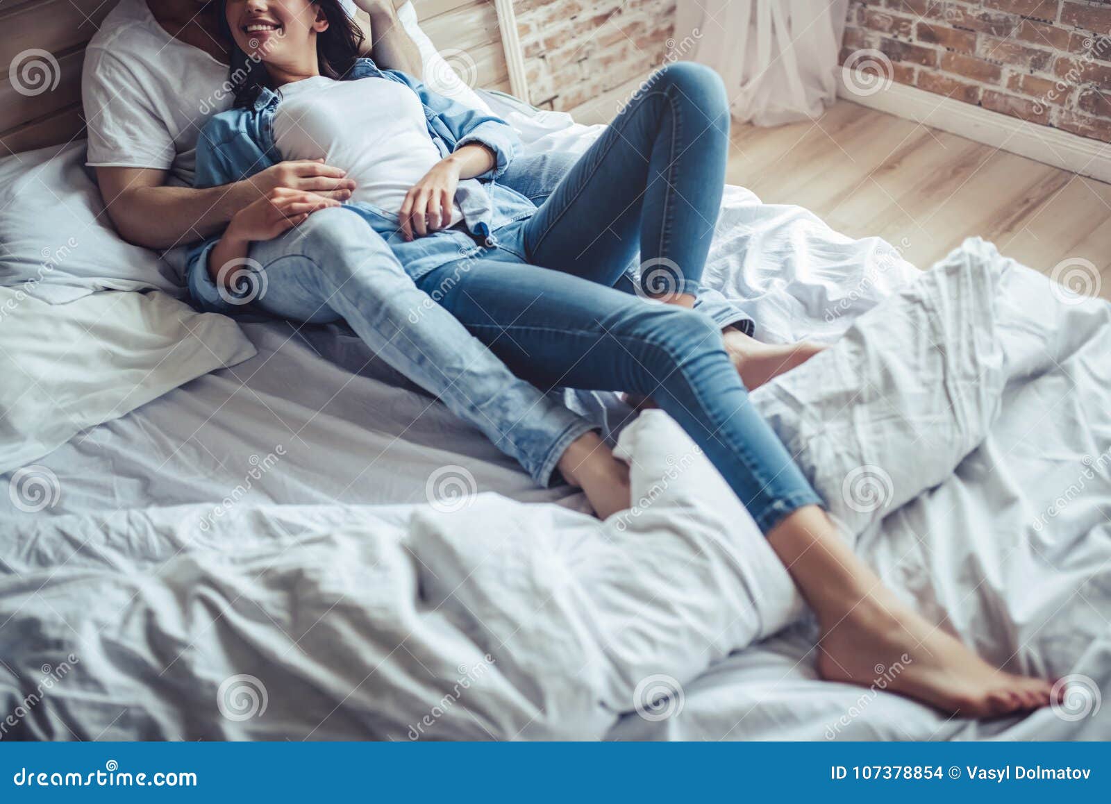 Photo of Woman Lying in Bed Stock Image - Image of foreplay, indoors:  103460773