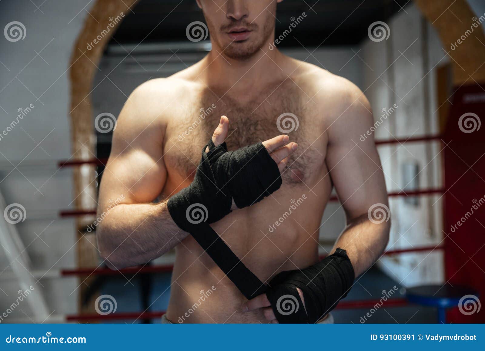 Cropped Image of Boxer Wearing Gloves Stock Image Image of male