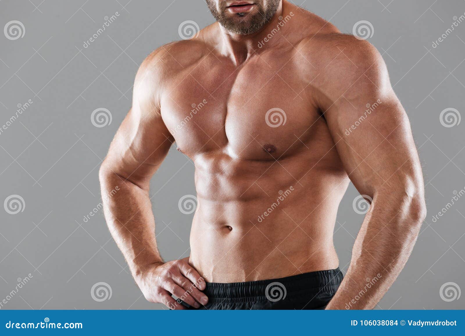 Close Shirtless Bodybuilder Holding Apple His Stock Photo 