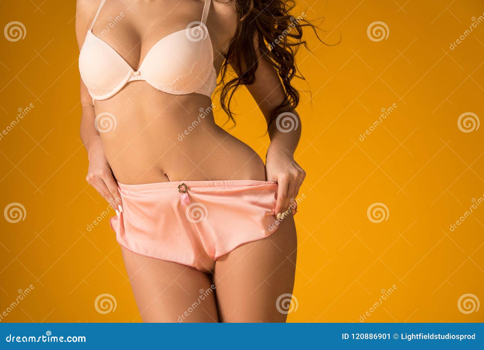 Cropped Image of Girl Taking Off Panties Stock Image - Image of