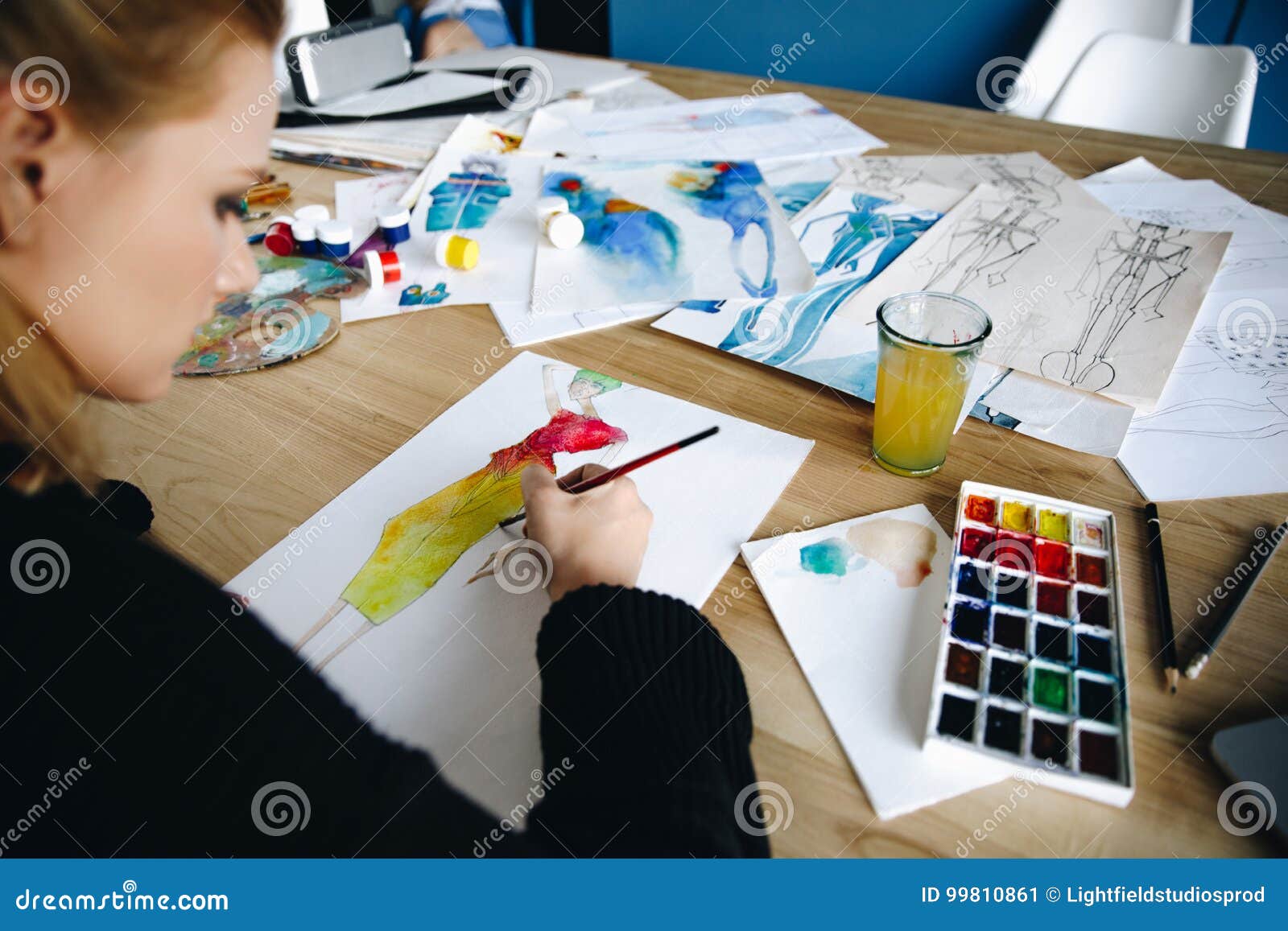 Fashion Designer Drawing Sketch Stock Image - Image of people ...