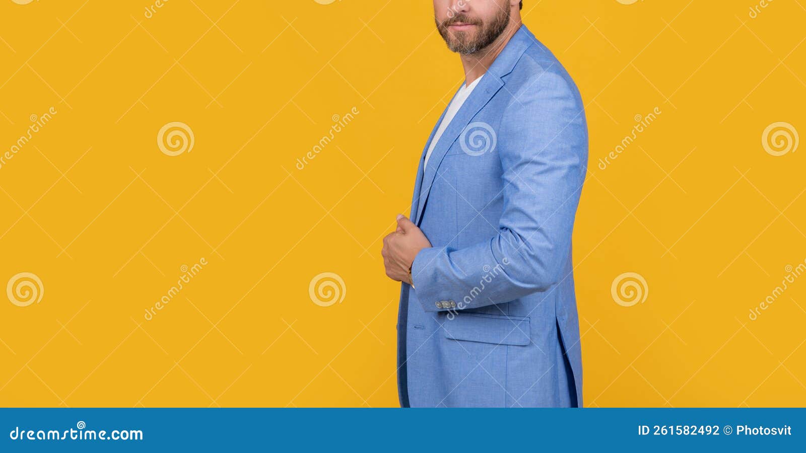 Cropped View of Boss Wearing Formal Jacket. Caucasian Boss in Jacket