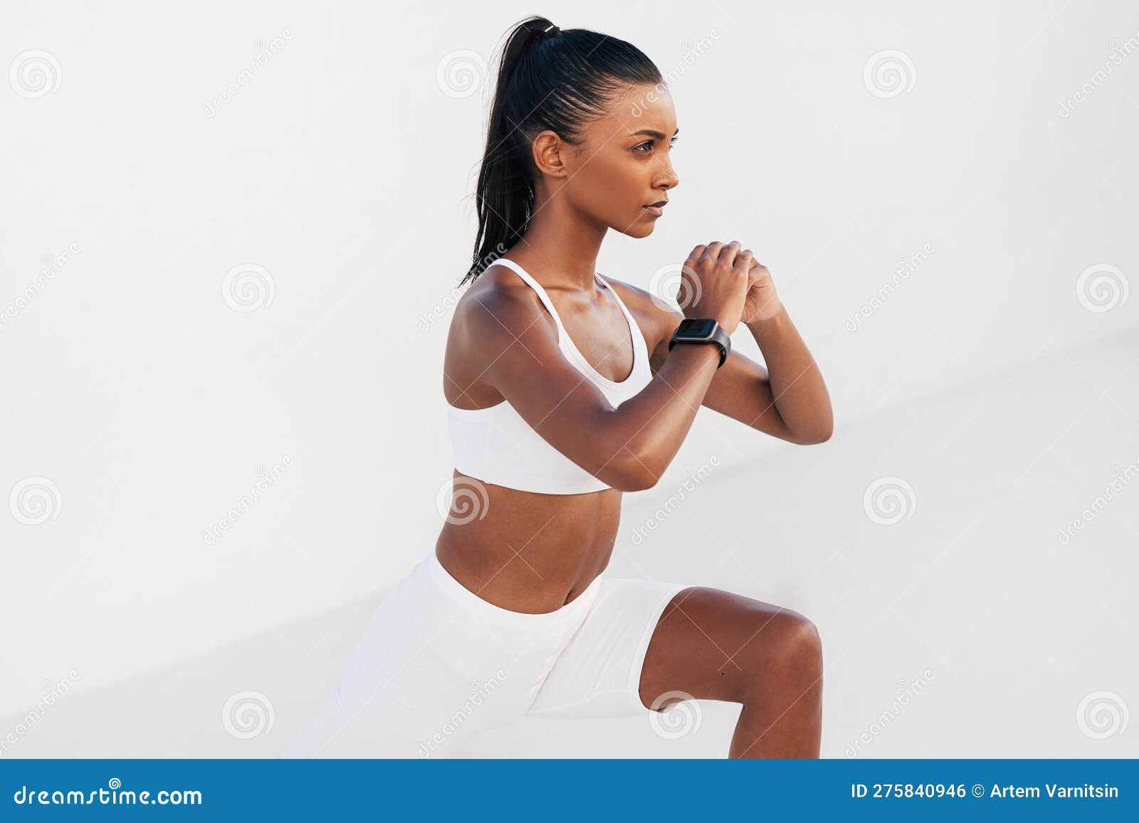 Cropped of a Young Female in White Fitness Attire Doing Cardio Exercises  Stock Photo - Image of person, young: 275840946