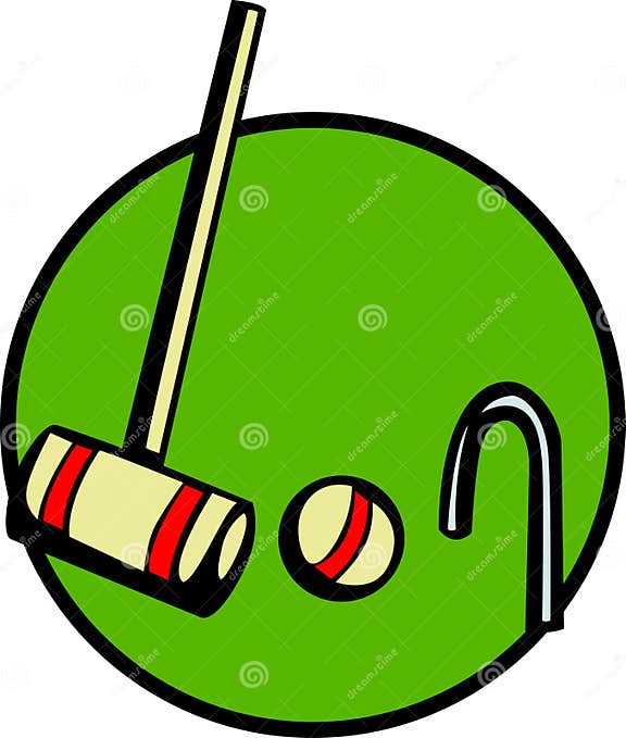 Croquet Game with Mallet, Wicket and Ball. Vector Stock Vector