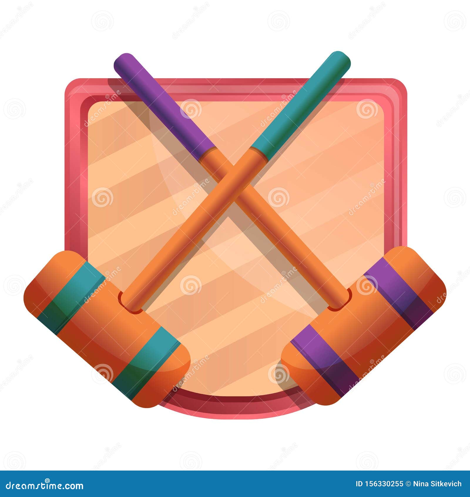 Croquet Mallet Icon, Cartoon Style Stock Vector Illustration of court