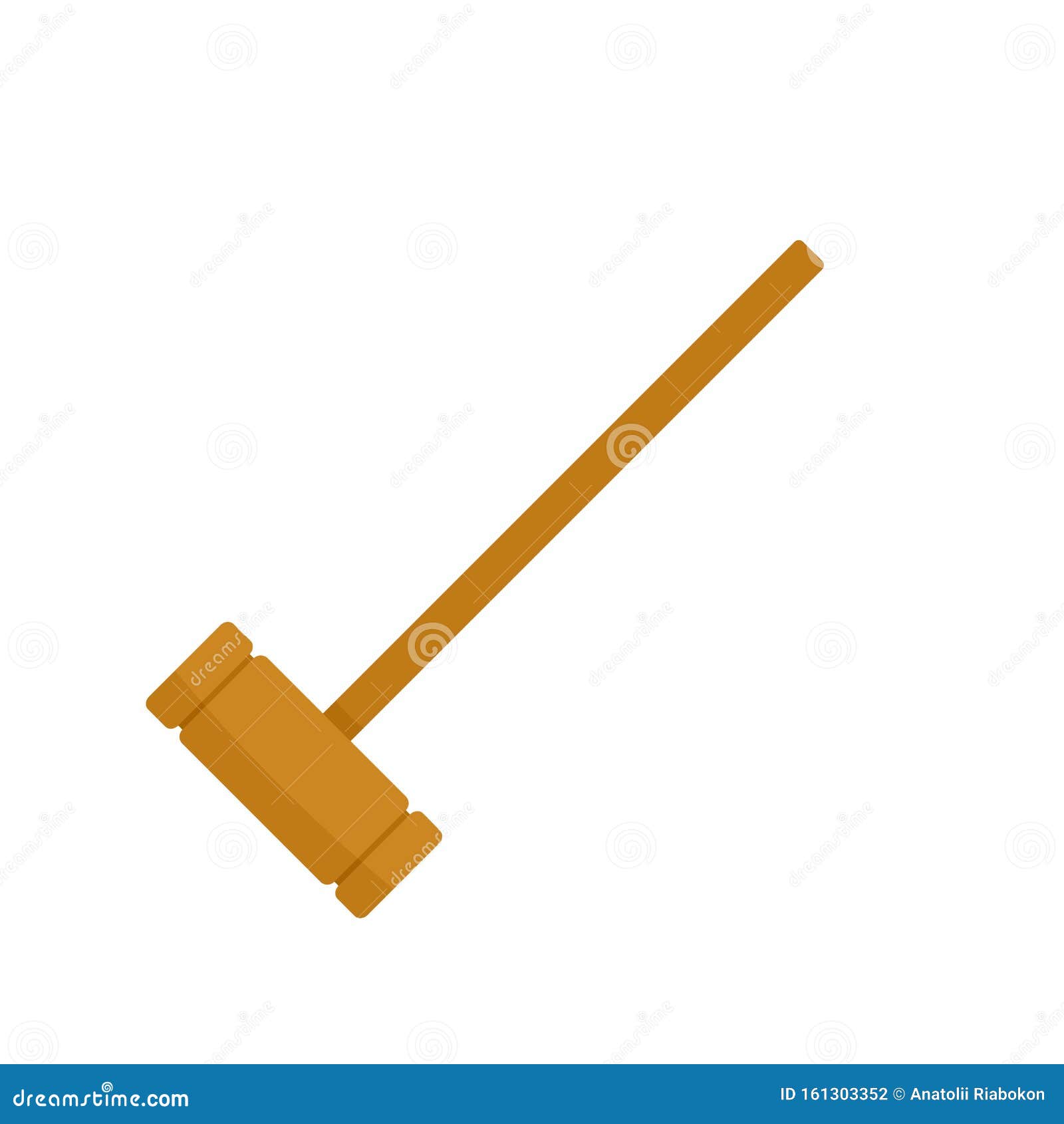 Croquet Wood Mallet Icon, Flat Style Stock Vector Illustration of