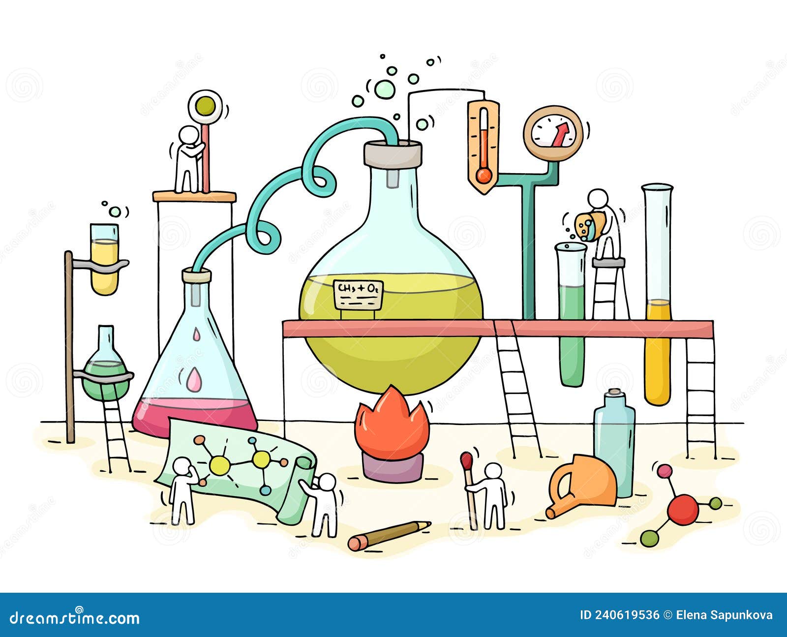 Petit Chimiste Va Tenir Une Expérience Au Cours De Chimie Banque D'Images  et Photos Libres De Droits. Image 14864966