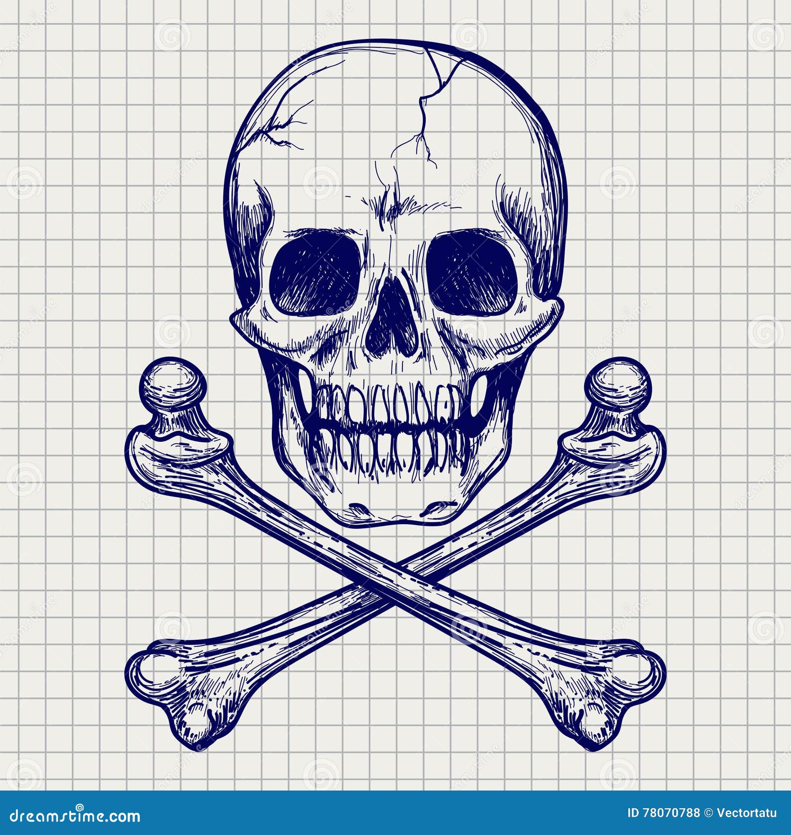 Croquis De Crâne Et De Stylo De Boule D'os Croisés Illustration de Vecteur  - Illustration du danger, graphisme: 78070788