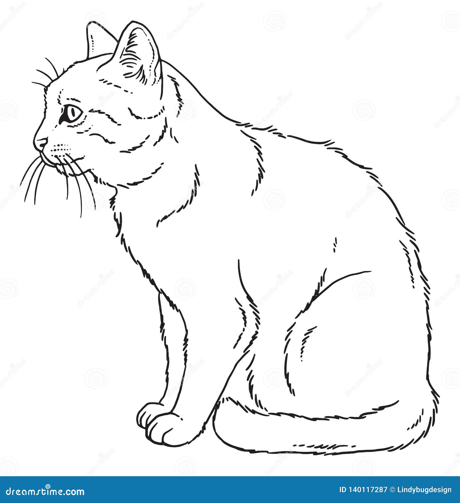 Croquis De Dessin Au Trait D Un Chat Se Reposant Illustration Stock Illustration Du Regarder Curieux