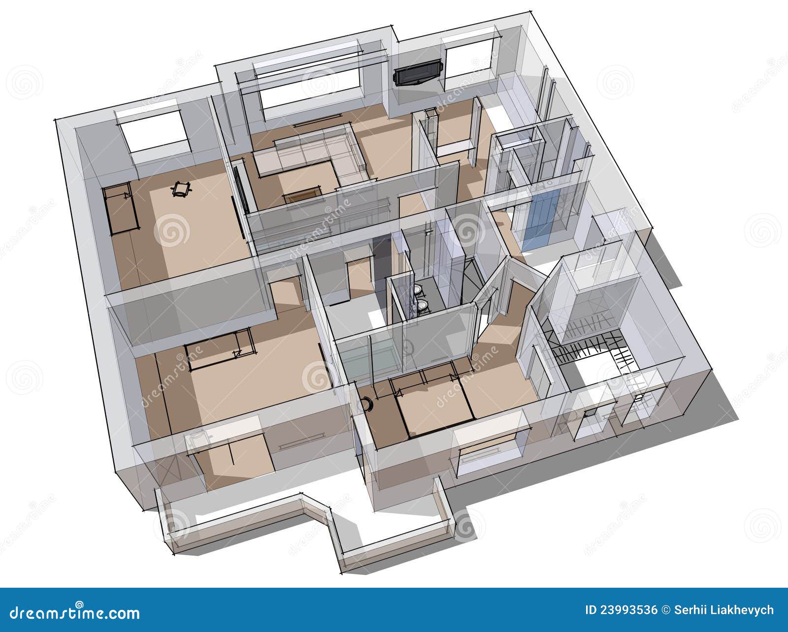  Croquis  De L appartement  3d Illustration Stock 