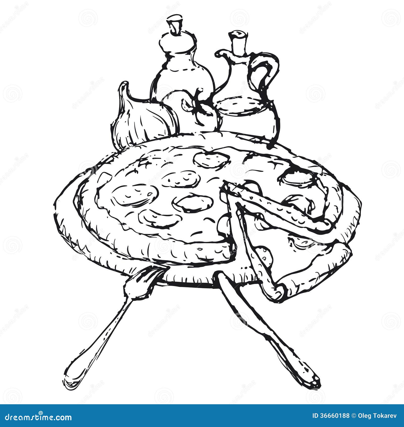 Croquis de pizza illustration stock. Illustration du salami 36660188