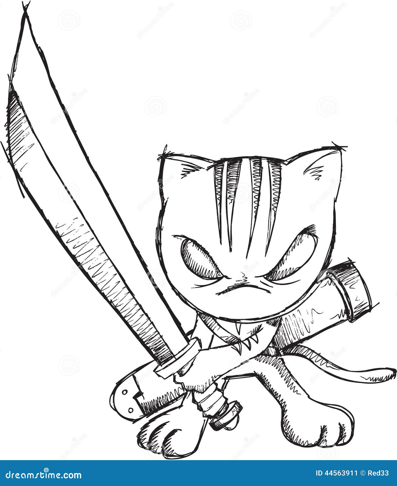 Croquis Ninja Cat De Griffonnage Illustration De Vecteur Illustration Du Couteau Guerrier Croquis Ninja Cat De Griffonnage Illustration De Vecteur Illustration Du Couteau Guerrier
