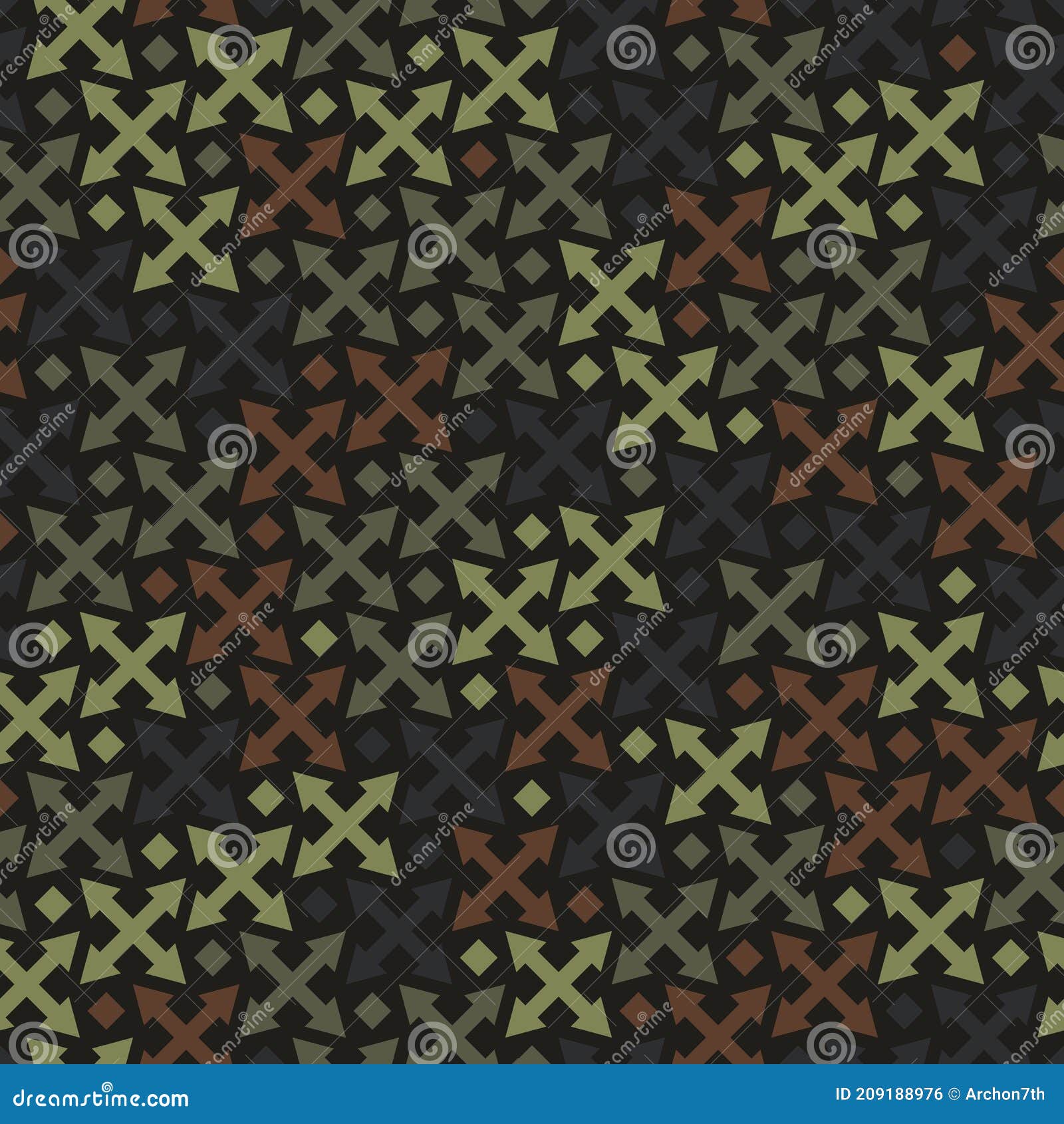 Cross Arrows Ornament Seamless Pattern. Camouflage Mosaics Wallpaper Stock  Vector - Illustration of modern, green: 209188976