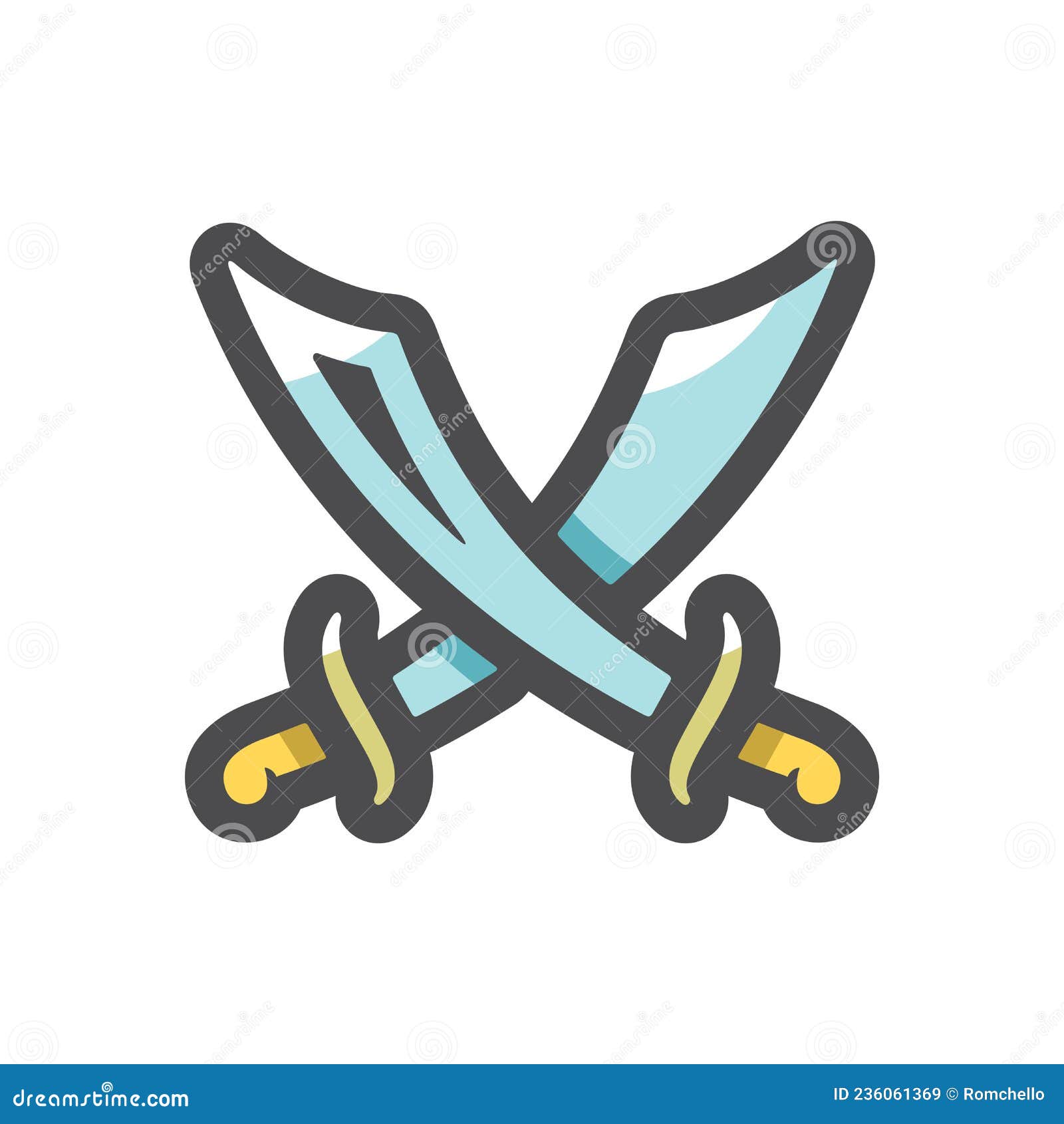 Cross of Asian Swords Vector Icon Cartoon Illustration. Stock Vector ...