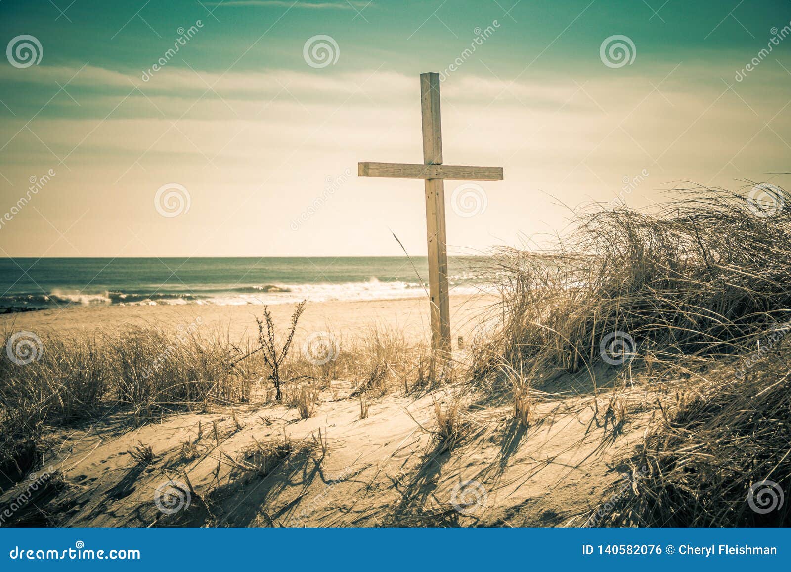 Cross On The Beach In Ocean Grove, NJ, Retro Split Tone