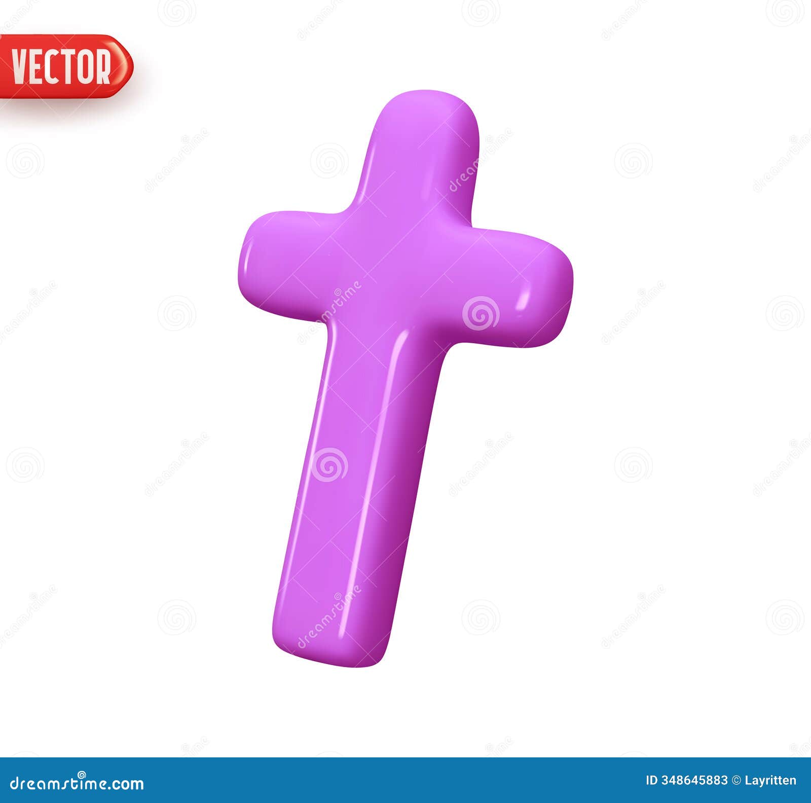 cross christian religious decor. realistic 3d   in plastic cartoon style. icon  on white background