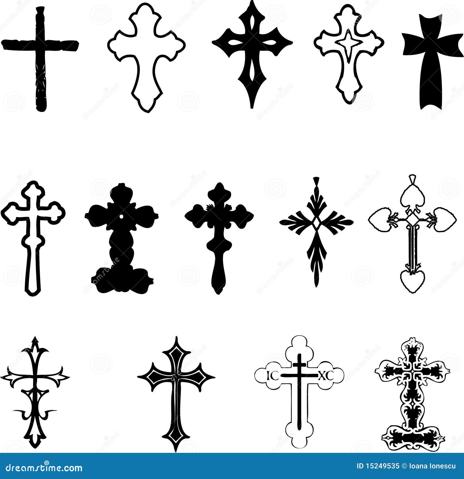 Cross Collection stock vector. Illustration of religion - 15249535