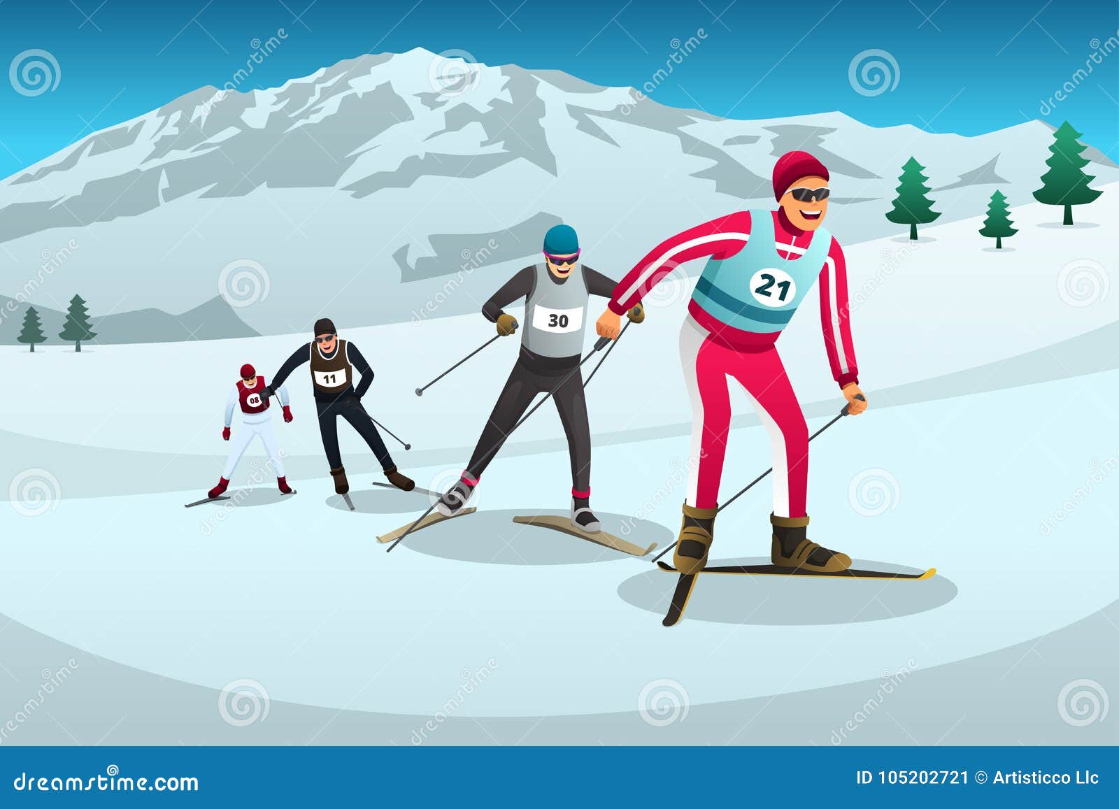 Crossed Skis Cartoon