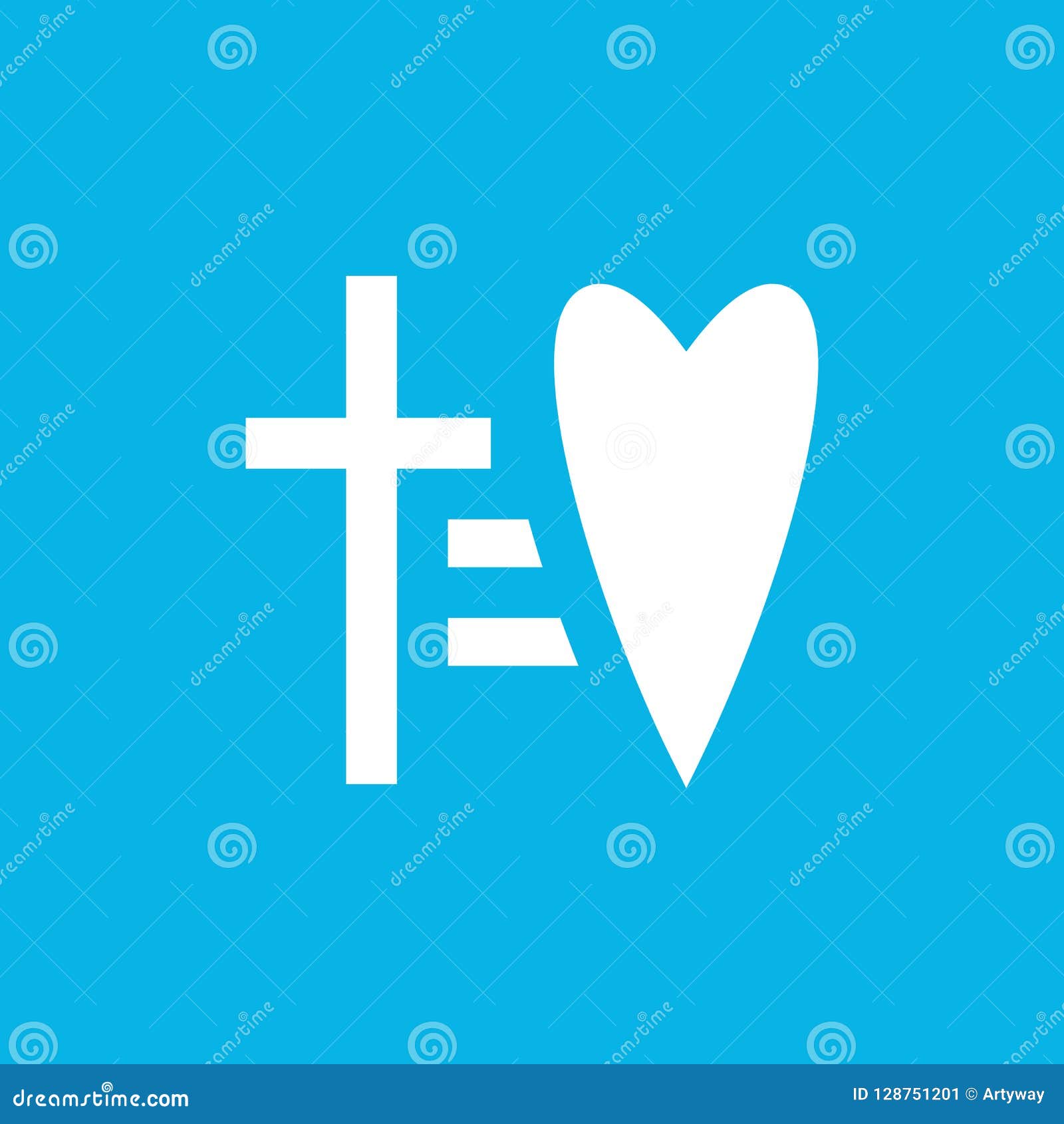 cross equal to heart  icon. laconic religious  logo template. faith and love logotype. linear style sign
