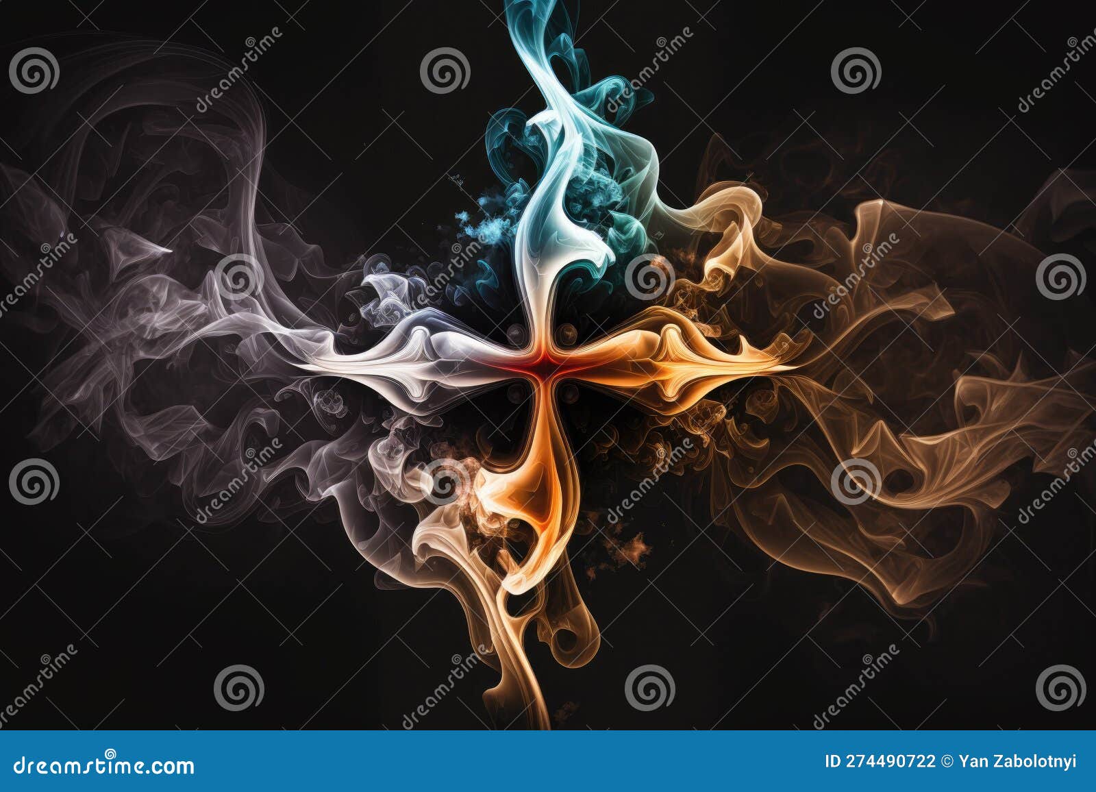 cross fumes smoke black background. generative ai