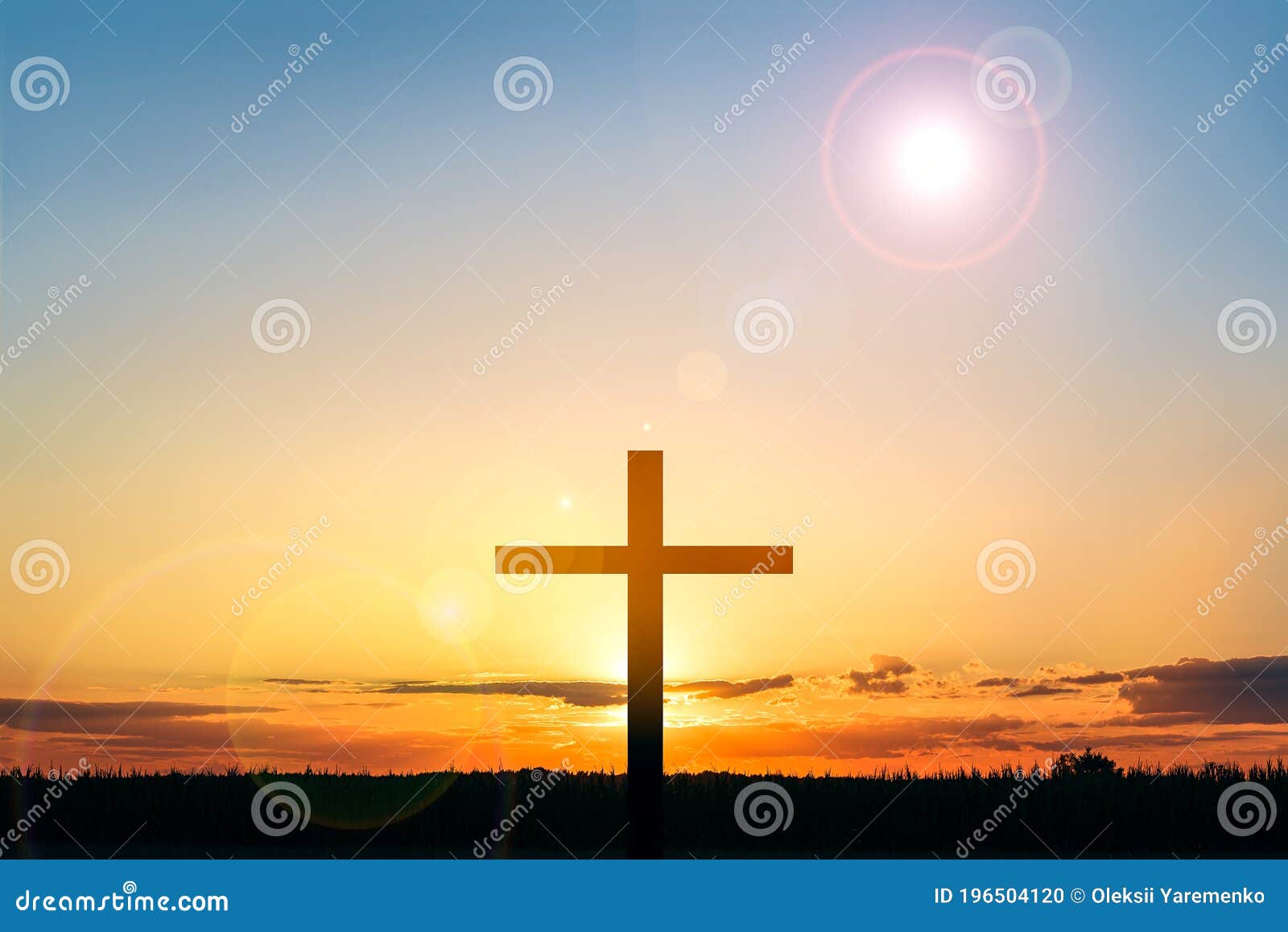 The Cross of God in the Rays of the Sun. Stock Photo Image of life