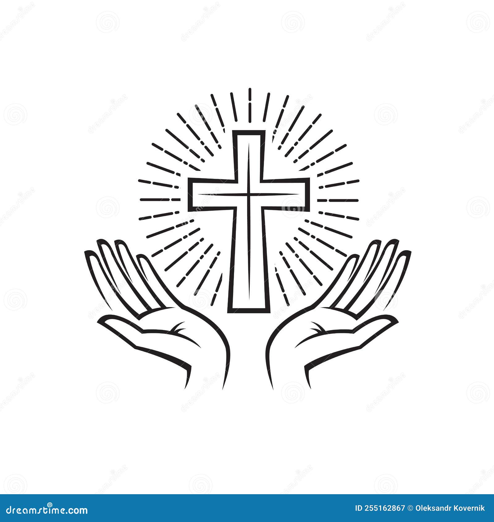 Cross and hands stock vector. Illustration of nimbus 255162867
